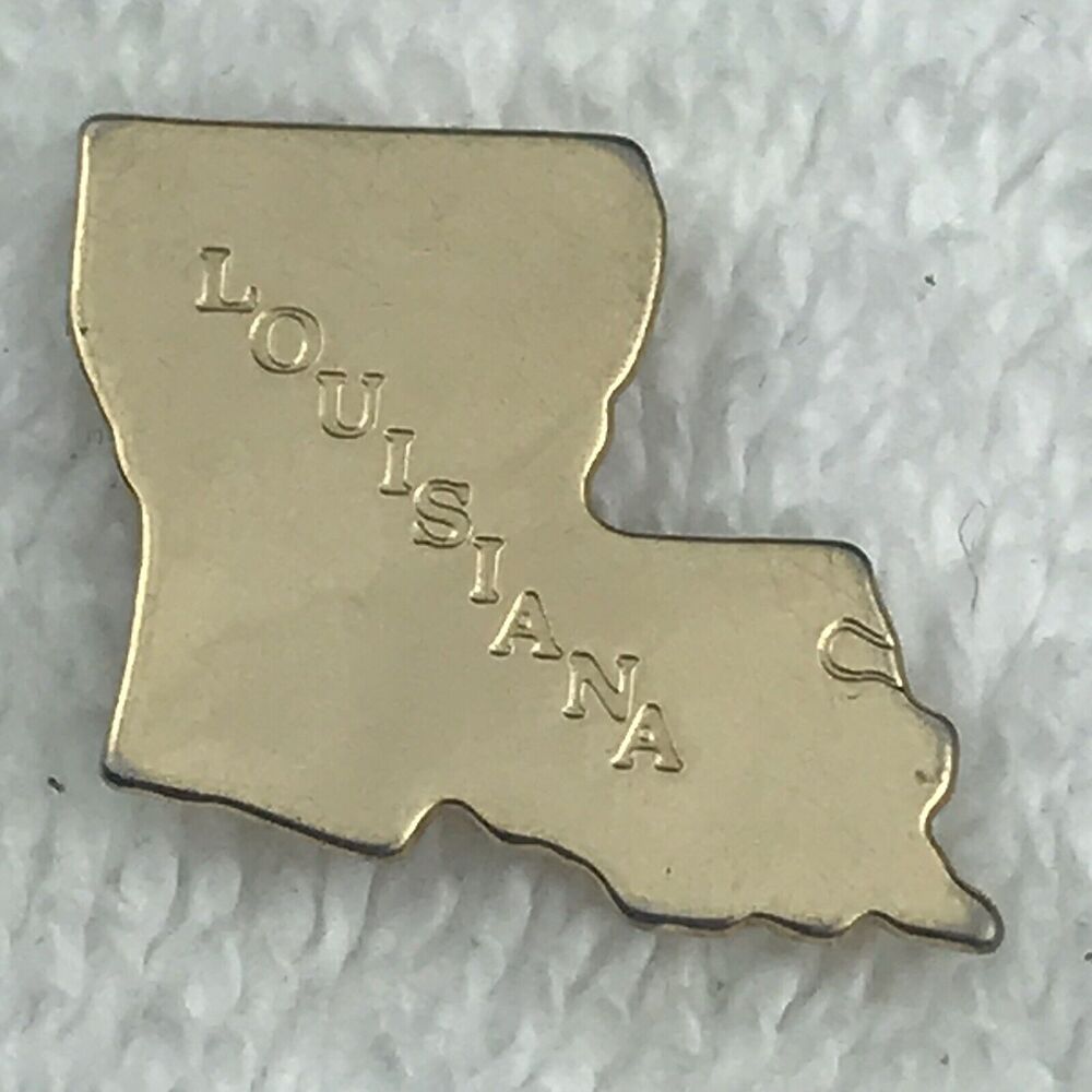 Louisiana State Shape Pin Vintage Travel Souvenir Metal By Avon